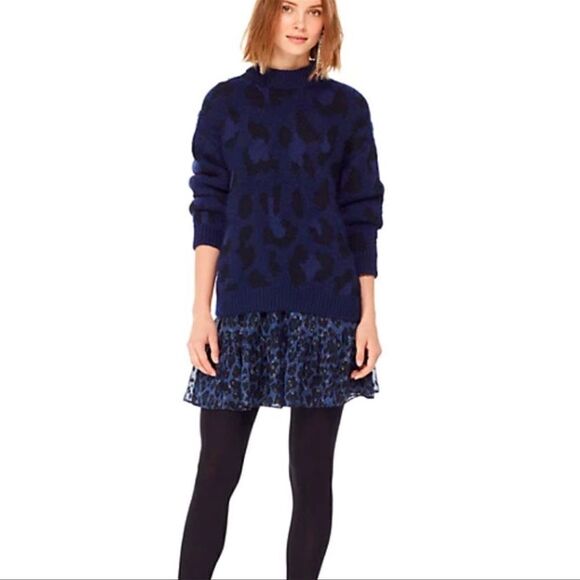 Kate Spade Leopard Print Alpaca Wool Blend Sweater Size Small - Picture 2 of 9